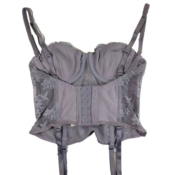 Victorias Secret Floral Lace Bustier 34B Lavender Pastel Feminine Romantic Sweet - Picture 3 of 7